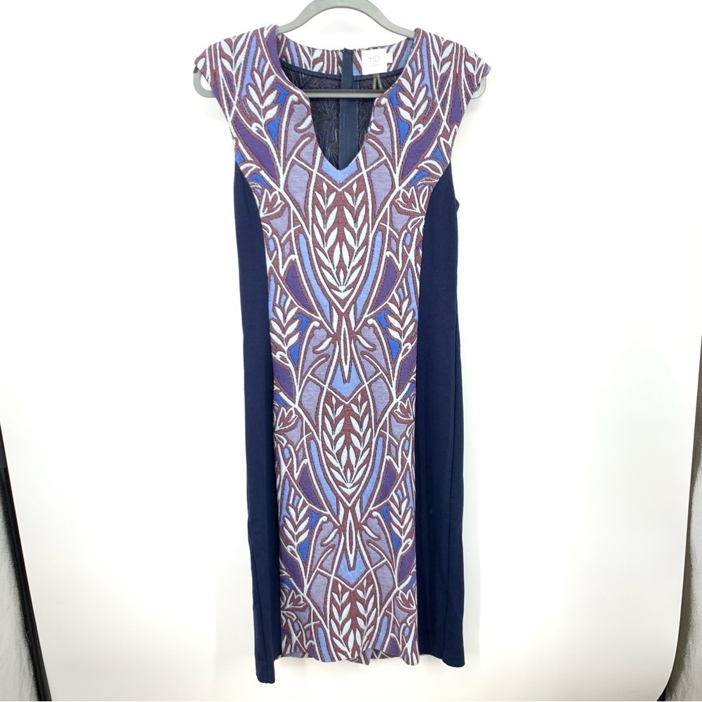 HD Paris Anthropologie Women Size Small Dress Cleo Blue‎ Red Print Stretch Tank